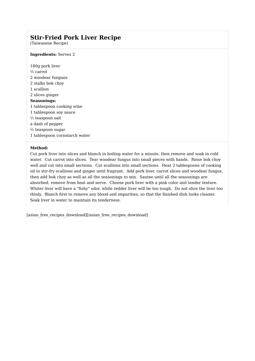 Stir-Fried Pork Liver Recipe