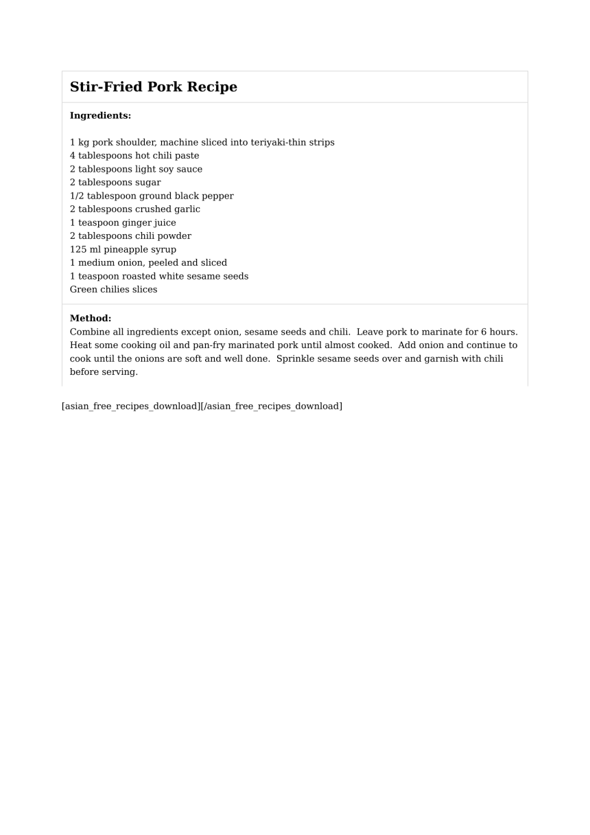 Stir-Fried Pork Recipe