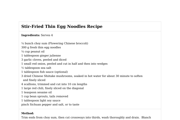 Stir-Fried Thin Egg Noodles Recipe