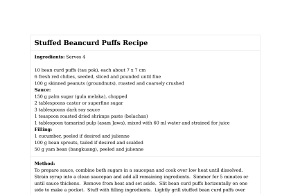 Stuffed Beancurd Puffs Recipe