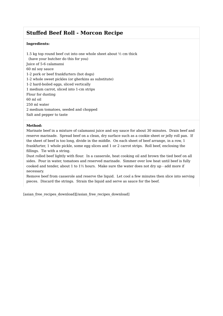 Stuffed Beef Roll - Morcon Recipe