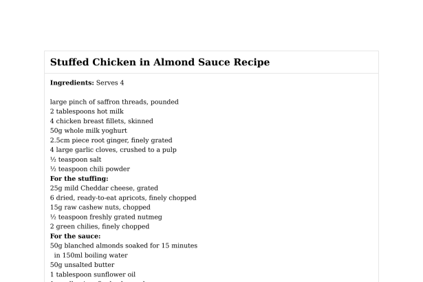 Stuffed Chicken in Almond Sauce Recipe