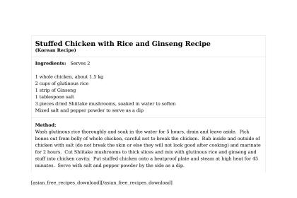 Stuffed Chicken with Rice and Ginseng Recipe