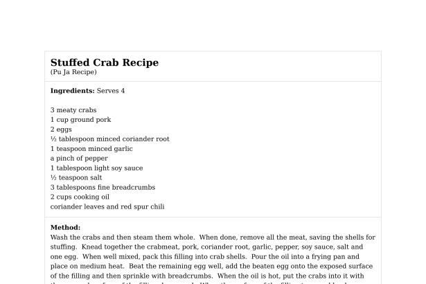 Stuffed Crab Recipe