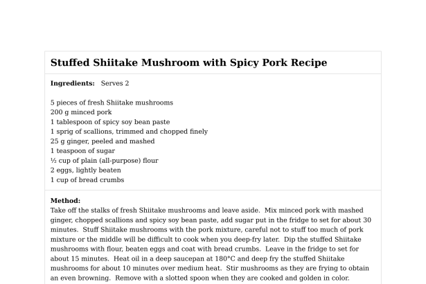 Stuffed Shiitake Mushroom with Spicy