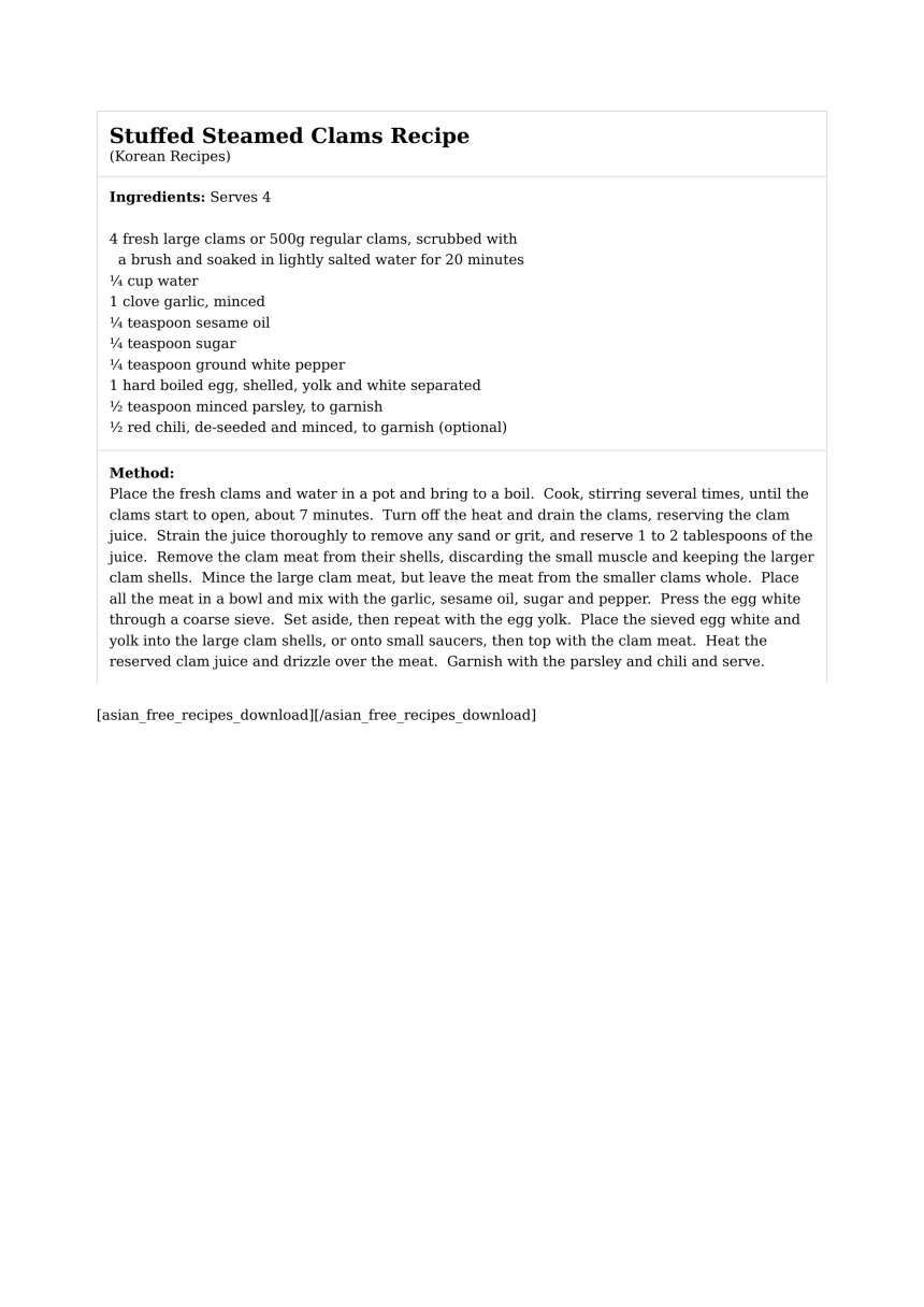 Stuffed Steamed Clams Recipe