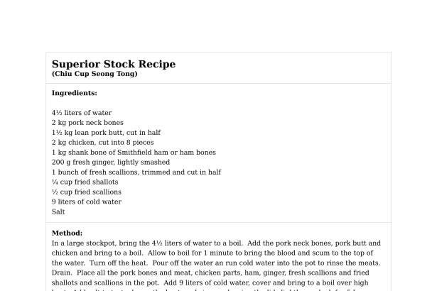 Superior Stock Recipe