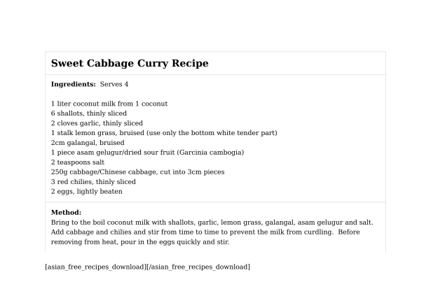 Sweet Cabbage Curry Recipe