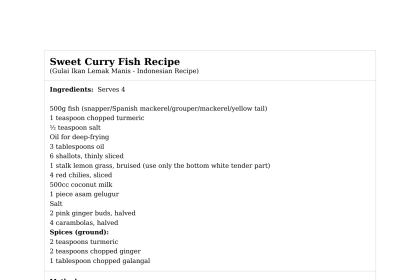 Sweet Curry Fish Recipe