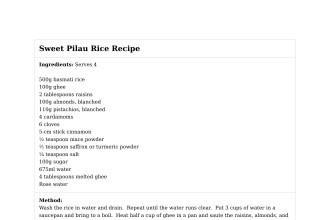 Sweet Pilau Rice Recipe