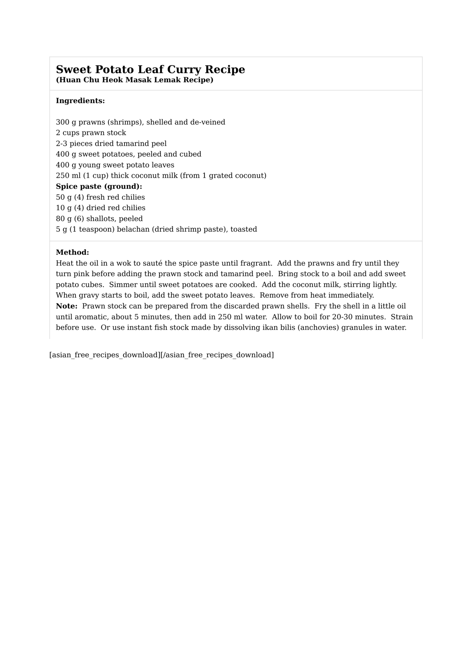 Sweet Potato Leaf Curry Recipe