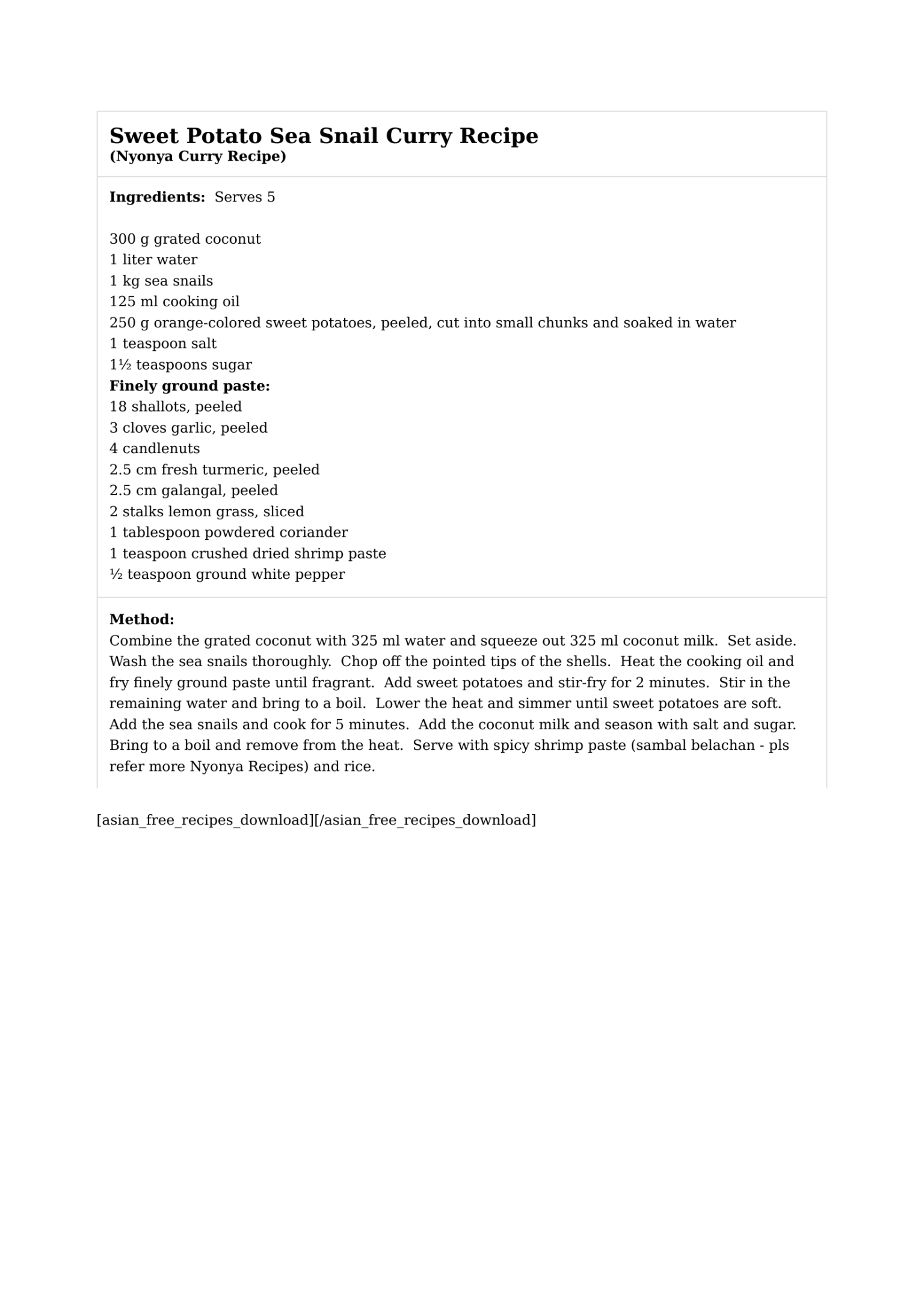 Sweet Potato Sea Snail Curry Recipe