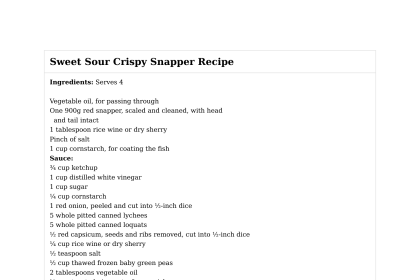 Sweet Sour Crispy Snapper Recipe