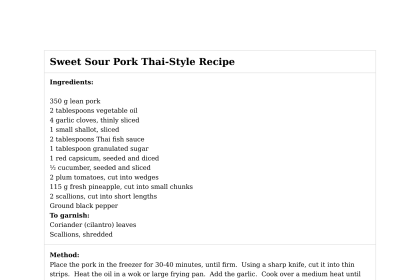 Sweet Sour Pork Thai-Style Recipe