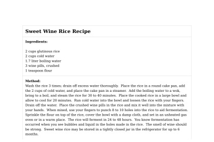 Sweet Wine Rice Recipe