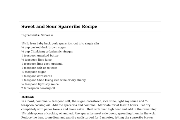 Sweet and Sour Spareribs Recipe