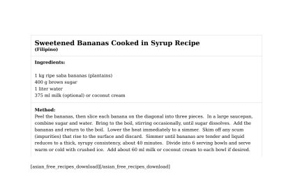 Sweetened Bananas Cooked in Syrup Recipe
