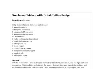 Szechuan Chicken with Dried Chilies Recipe
