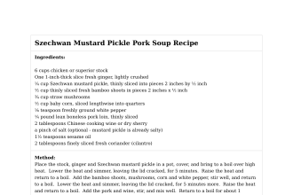 Szechwan Mustard Pickle Pork Soup Recipe