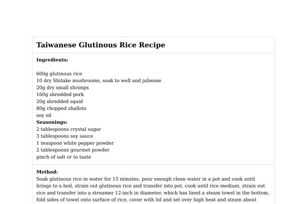 Taiwanese Glutinous Rice Recipe