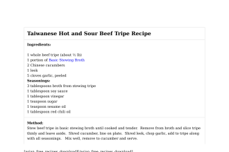 Taiwanese Hot and Sour Beef Tripe Recipe