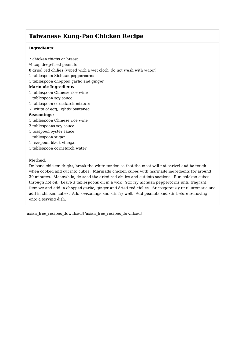 Taiwanese Kung-Pao Chicken Recipe