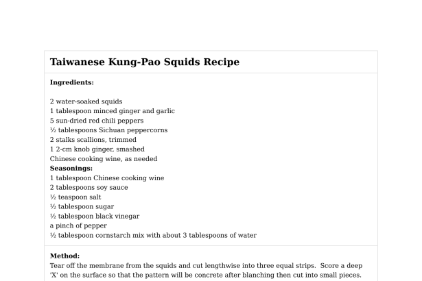 Taiwanese Kung-Pao Squids Recipe