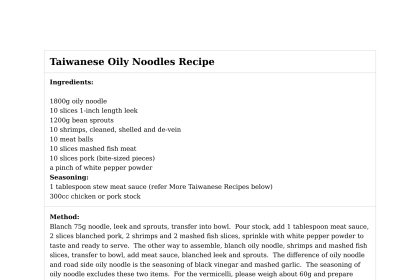 Taiwanese Oily Noodles Recipe