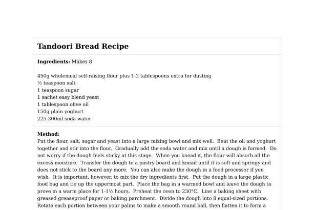 Tandoori Bread Recipe