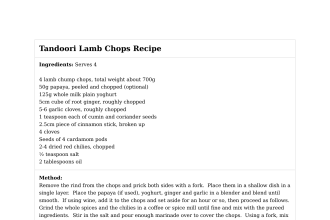 Tandoori Lamb Chops Recipe