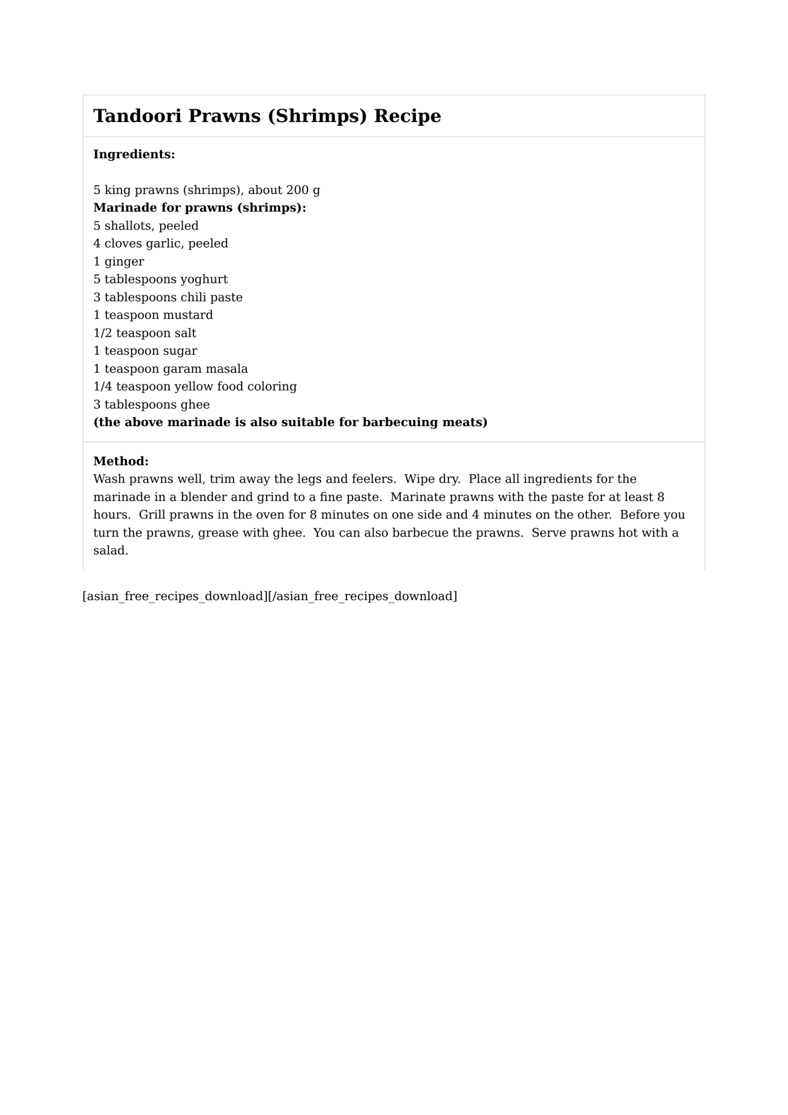 Tandoori Prawns (Shrimps) Recipe