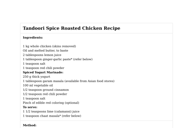 Tandoori Spice Roasted Chicken Recipe