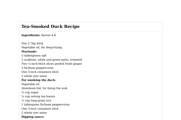Tea-Smoked Duck Recipe