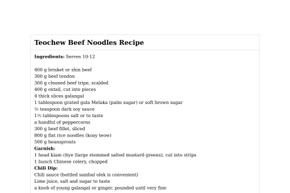 Teochew Beef Noodles Recipe