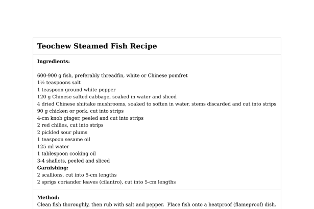 Teochew Steamed Fish Recipe