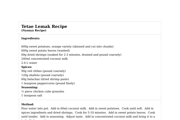 Tetae Lemak Recipe