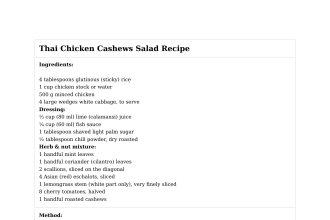 Thai Chicken Cashews Salad Recipe