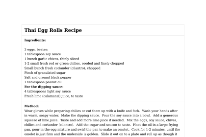 Thai Egg Rolls Recipe