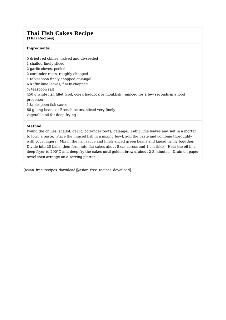 Thai Fish Cakes Recipe