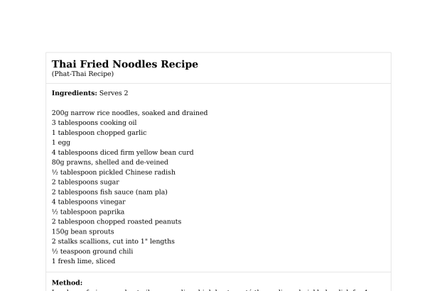 Thai Fried Noodles Recipe