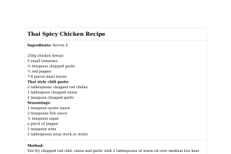 Thai Spicy Chicken Recipe