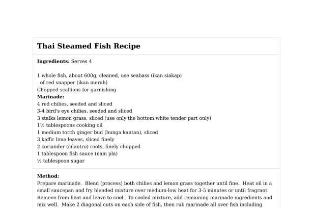 Thai Steamed Fish Recipe
