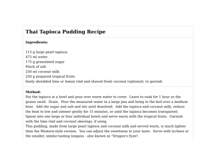 Thai Tapioca Pudding Recipe