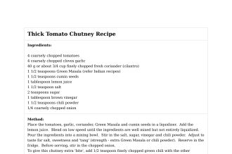 Thick Tomato Chutney Recipe