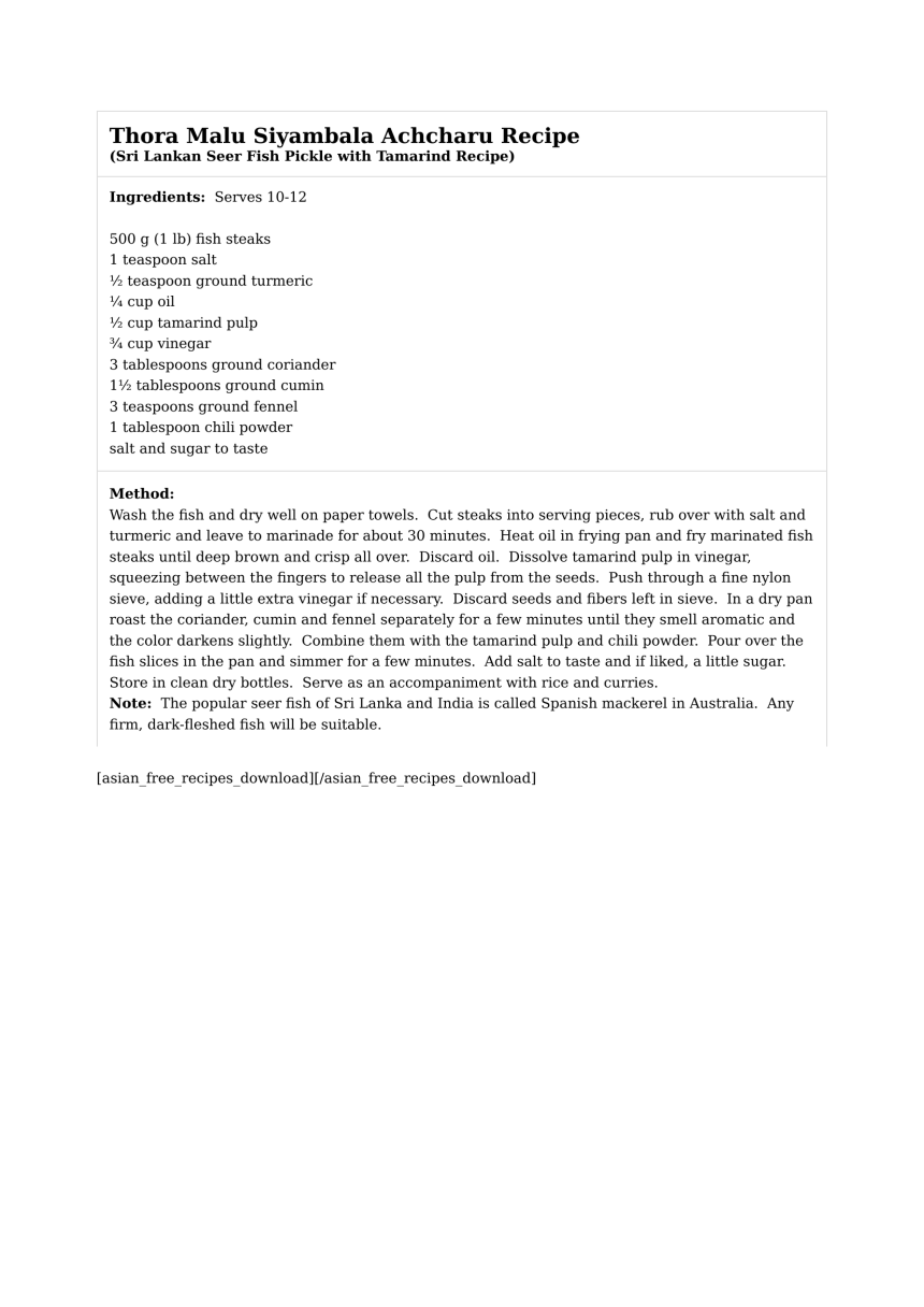 Thora Malu Siyambala Achcharu Recipe