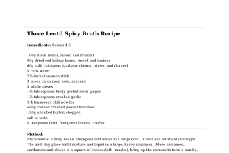Three Lentil Spicy Broth Recipe