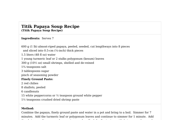 Titik Papaya Soup Recipe