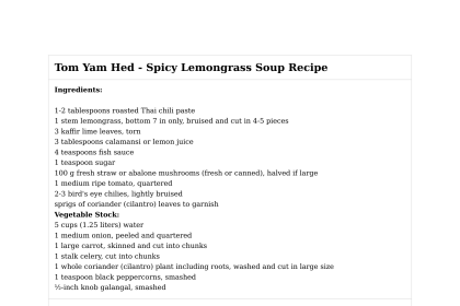 Tom Yam Hed - Spicy Lemongrass Soup Recipe