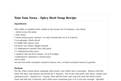 Tom Yam Neua - Spicy Beef Soup Recipe