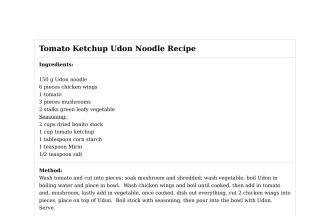 Tomato Ketchup Udon Noodle Recipe
